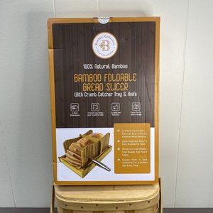 Bamboo Bread Slicer With Crumb Catcher Tray Folds for Easy Storage by Bambusi